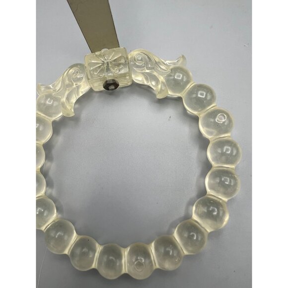 Art Deco Lucite Curtain Tiebacks Beaded Floral Design & Metal Mounting Brackets* - Picture 13 of 16